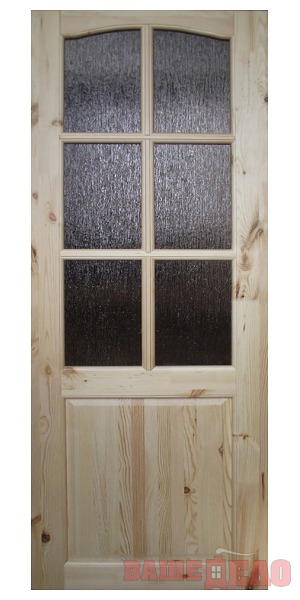Дверь межкомнатная массив Дачная с окрасом Бесцветный лак, стекло Водопад