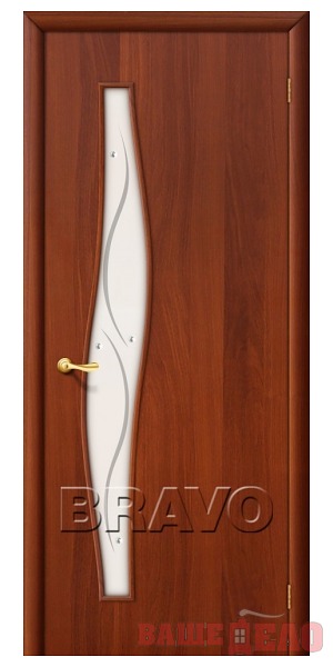 Дверь межкомнатная Волна с фьюзингом Итальянский орех 80х200