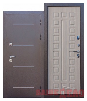 Дверь входная морозостойкая Ferroni Isoterma МЕДНЫЙ антик Лиственница мокко 86x205