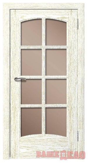 Дверь межкомнатная Шпон Фемида с решеткой  Дуб белый с патиной ДО Бронза